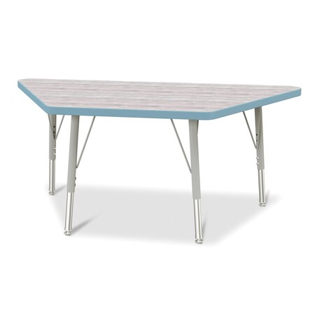 Jonti-Craft Berries Trapezoid Activity Table, 24 in. x 48 in., E-height, Driftwood Gray/Coastal Blue/Gray 6438JCE452